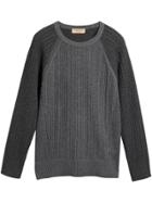 Burberry Two-tone Cable Knit Cashmere Sweater - Grey