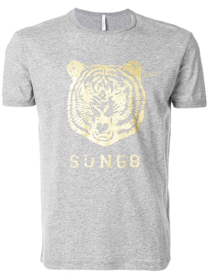 Sun 68 Tiger Print T-shirt - Grey