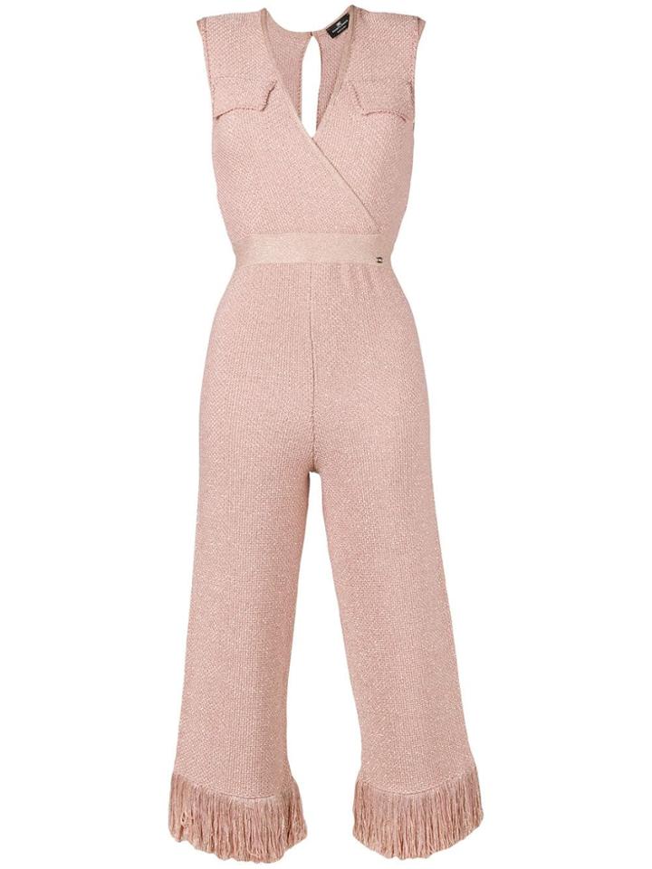 Elisabetta Franchi Fringe Detail Jumpsuit - Pink