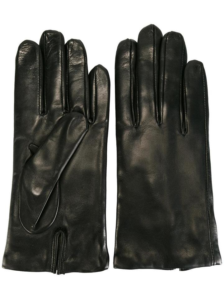 L'autre Chose Classic Gloves, Women's, Size: Large, Black, Calf Suede