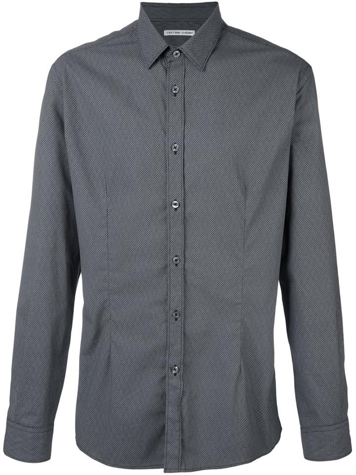 Daniele Alessandrini Jacquard Button Down Shirt, Men's, Size: 40, Black, Cotton