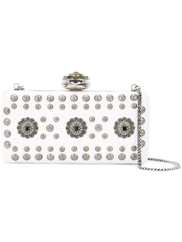 Heart Frame Box Clutch - Women - Leather - One Size, White, Leather, Alexander Mcqueen
