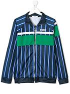Msgm Kids Teen Striped Print Track Top - Blue