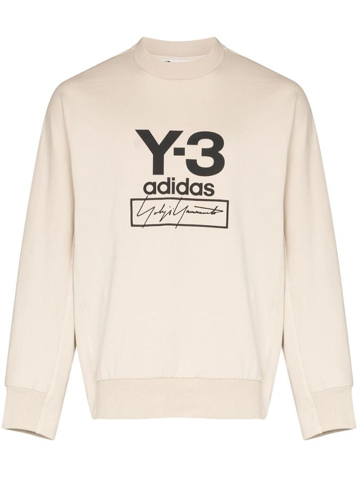 Y-3 Stack Logo Crew Neck Jumper - Neutrals