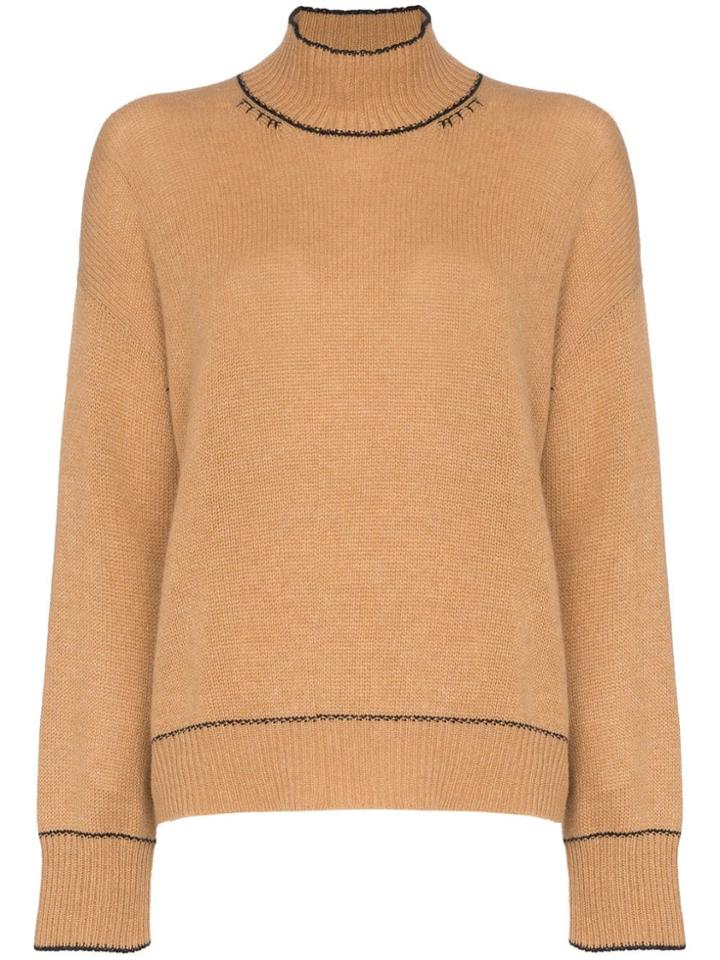 Marni Distressed Cashmere Roll Neck Jumper - Neutrals