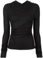 Rick Owens Fine Knit Draped Top, Women's, Size: 42, Black, Viscose/silk