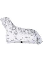 Karl Lagerfeld Logo Print Bandeau Bikini Top - White