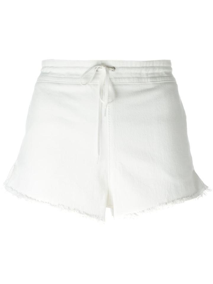 Chloé Drawstring Denim Shorts, Women's, Size: 40, White, Cotton/spandex/elastane