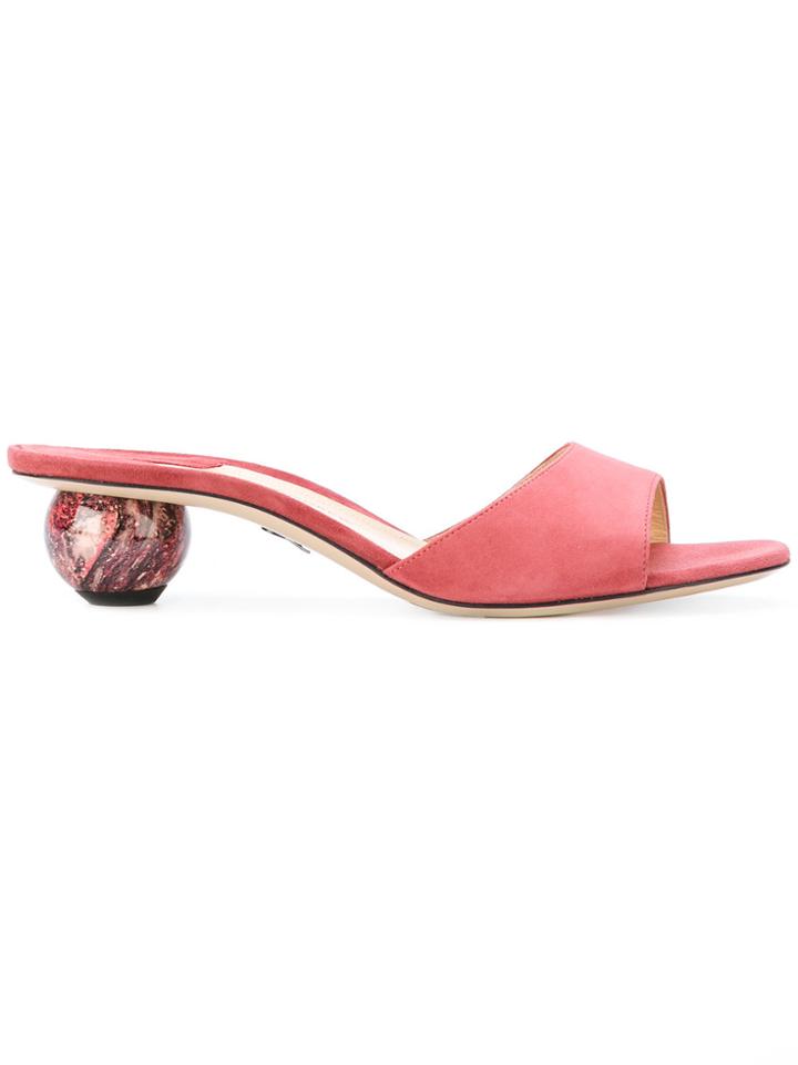 Paul Andrew Arco Marbled Heel Mules - Pink & Purple