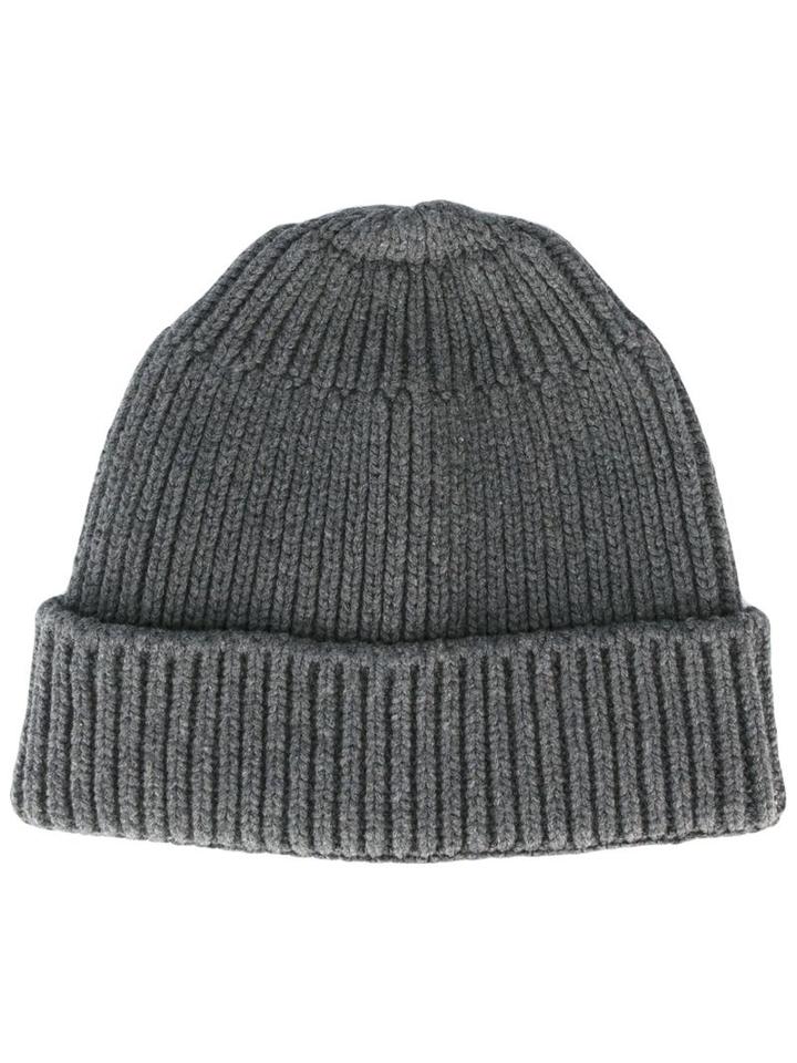 Stone Island Shadow Project Ribbed Knit Beanie, Men's, Grey, Cotton/polyester