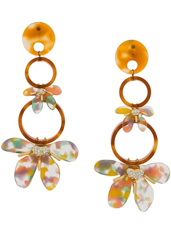 Lele Sadoughi Flower Hoop Drop Earrings - Brown