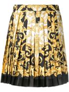 Versace Baroque Print Pleated Mini Skirt - Yellow