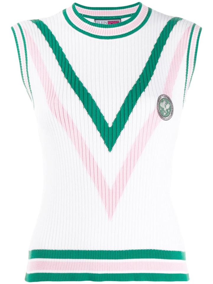 Plein Sport Geometric Pattern Knitted Top - White