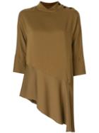 Des Prés Asymmetric Hem Blouse - Brown