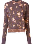 Rochas Floral Print Jumper, Women's, Size: 38, Pink/purple, Viscose/wool/virgin Wool/polyester