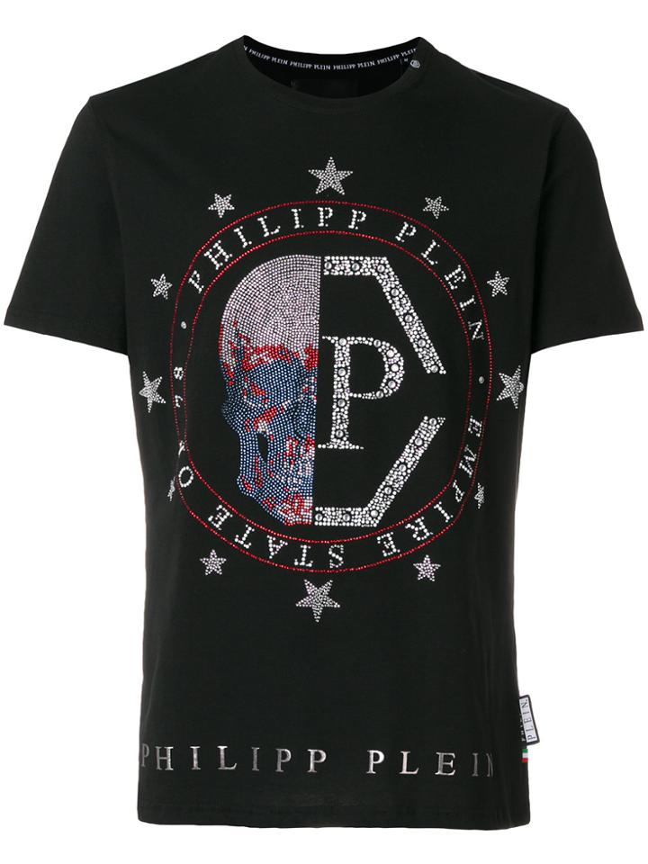 Philipp Plein Logo Embellished T-shirt - Black