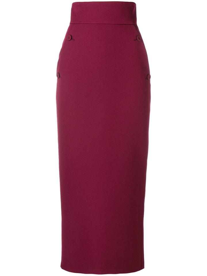 Sara Battaglia High Waisted Pencil Skirt - Red