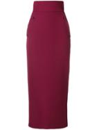 Sara Battaglia High Waisted Pencil Skirt - Red