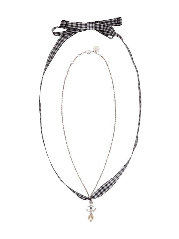 Miu Miu Ribbon Pendant Necklace - Metallic