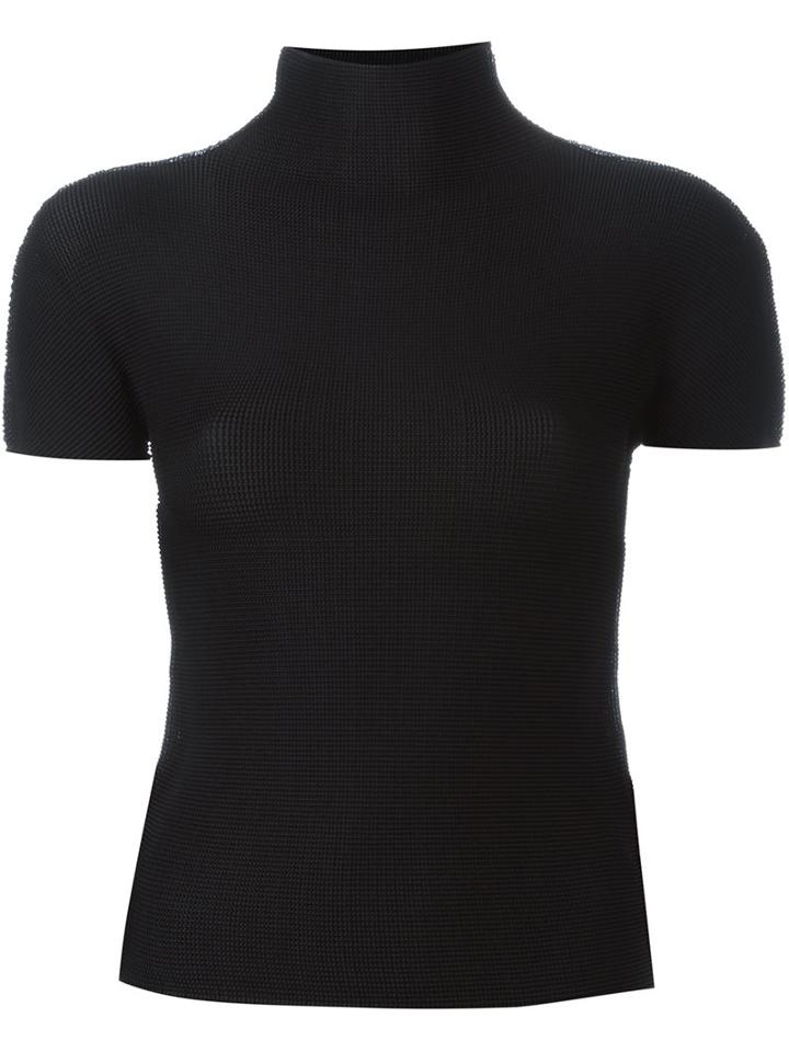Issey Miyake Cauliflower Roll Neck Structured Blouse, Women's, Black, Polyester
