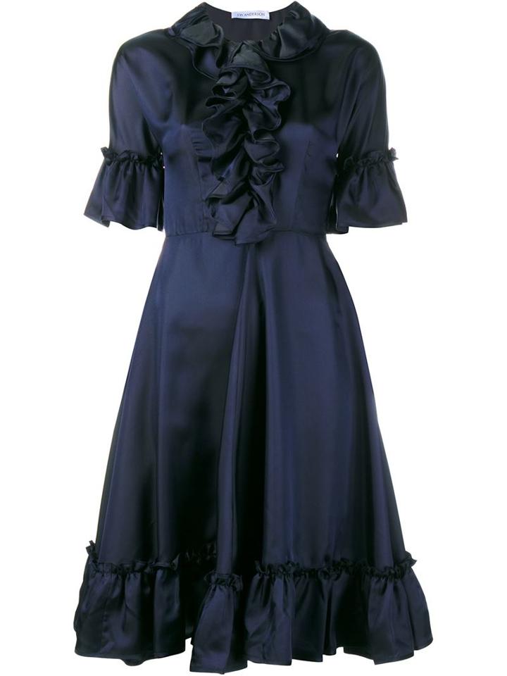 J.w. Anderson Ruffle Silk-blend Short Sleeve Dress