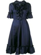 J.w. Anderson Ruffle Silk-blend Short Sleeve Dress