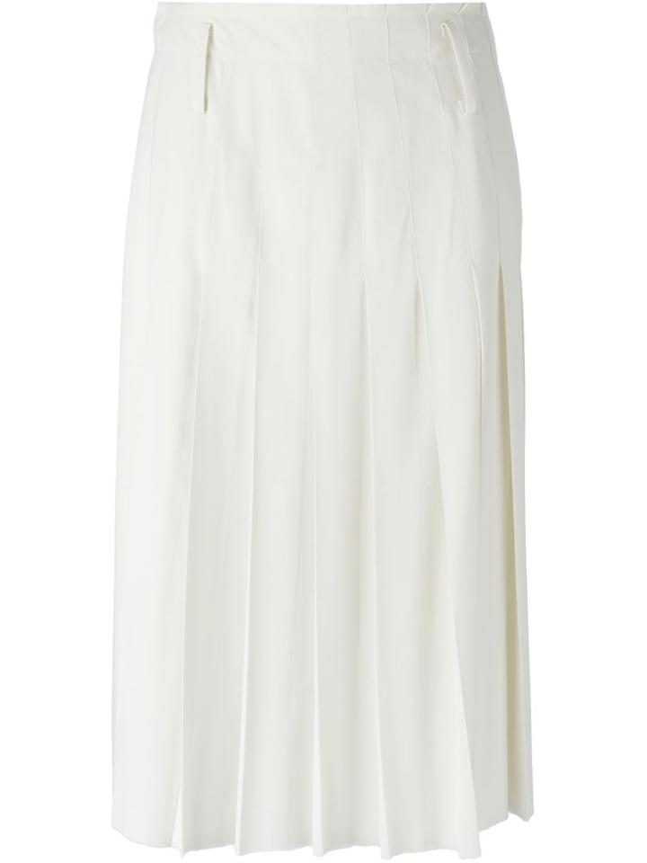 Forte Forte Frayed Hem Pleated Skirt, Women's, Size: 2, Nude/neutrals, Spandex/elastane/viscose/virgin Wool