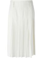 Forte Forte Frayed Hem Pleated Skirt, Women's, Size: 2, Nude/neutrals, Spandex/elastane/viscose/virgin Wool