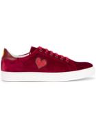 Anya Hindmarch Burgundy Suede Glitter Applique Sneakers - Red