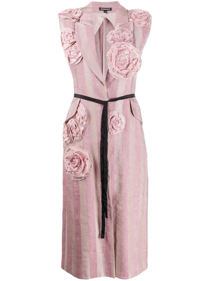Ann Demeulemeester Embroidered Flower Sleeveless Coat - Pink
