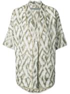Raquel Allegra - Printed Shortsleeved Jacket - Women - Cotton - 2, White, Cotton
