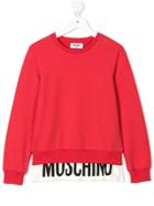 Moschino Kids Teen Logo Printed Sweatshirt - Red