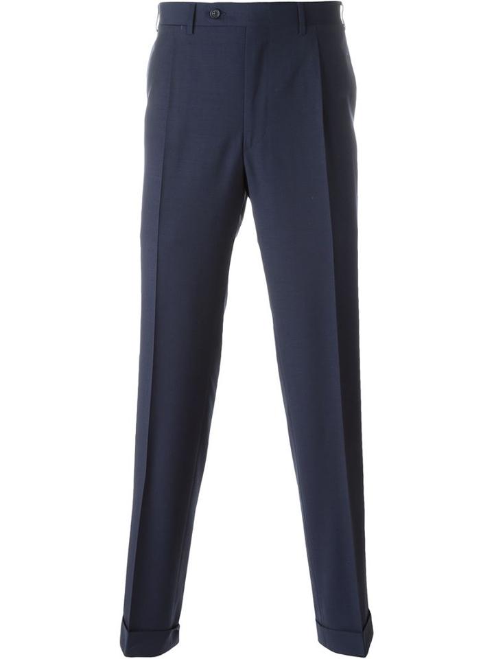 Canali Tailored Trousers, Men's, Size: 48, Blue, Wool