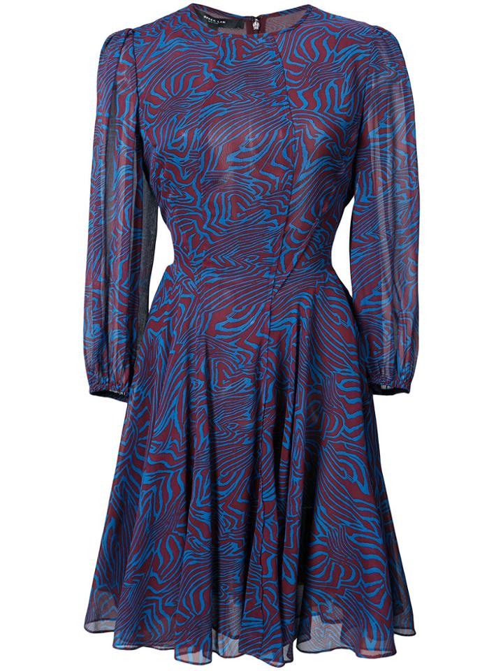 Derek Lam Zebra Print Semi-sheer Dress - Blue
