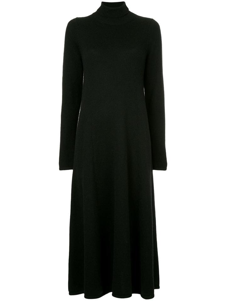 Yohji Yamamoto Vintage Turtleneck Midi Knitted Dress - Black