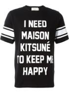 Maison Kitsuné Slogan Print T-shirt, Men's, Size: M, Black, Cotton/linen/flax