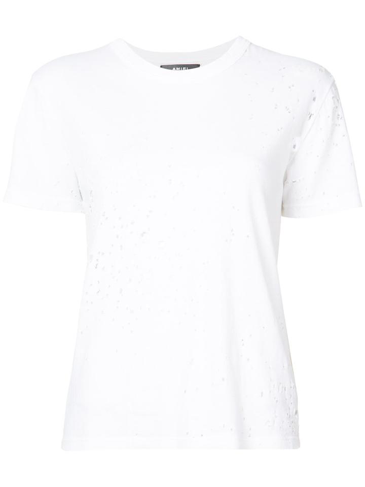 Amiri - Holey T-shirt - Women - Cotton - L, White, Cotton