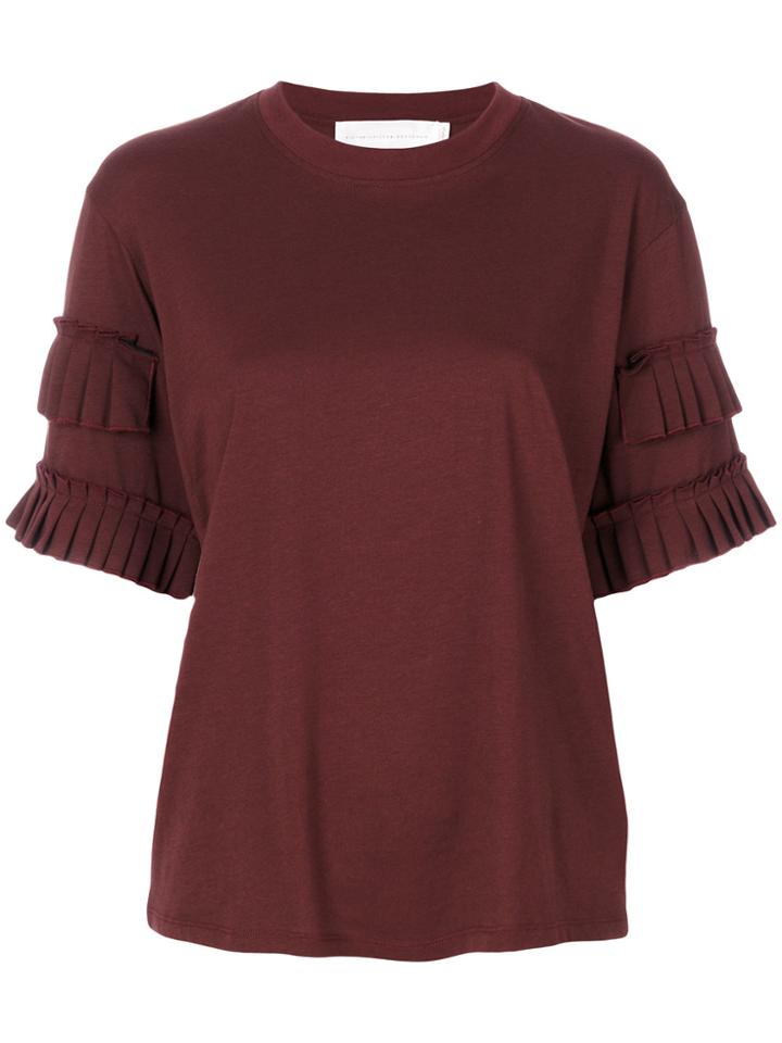 Victoria Victoria Beckham Frill Sleeve T-shirt - Pink & Purple