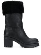 Miu Miu Fur Trimmed Boots - Black