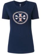 Tory Burch Logo Embroidered T-shirt - Blue