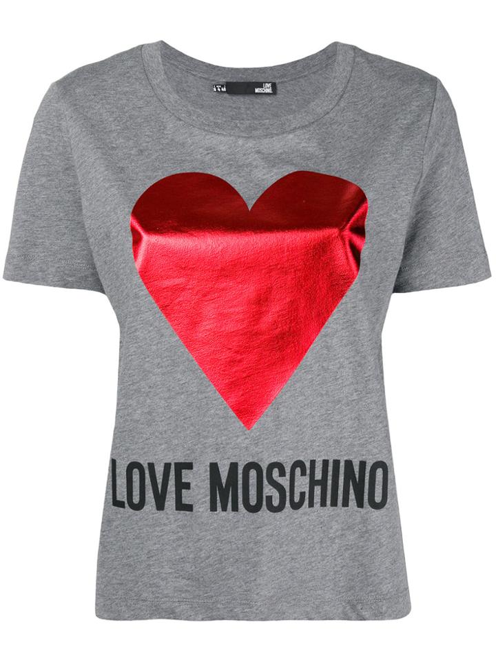 Love Moschino Heart Print T-shirt - Grey