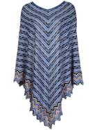 Missoni Knitted Poncho, Women's, Blue, Wool/viscose/polyester