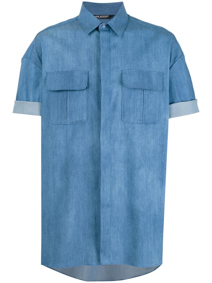 Neil Barrett Denim Shirt, Men's, Size: 40, Blue, Silk/cotton/polyester