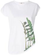 Ports 1961 Leaf Print Asymmetric T-shirt - White