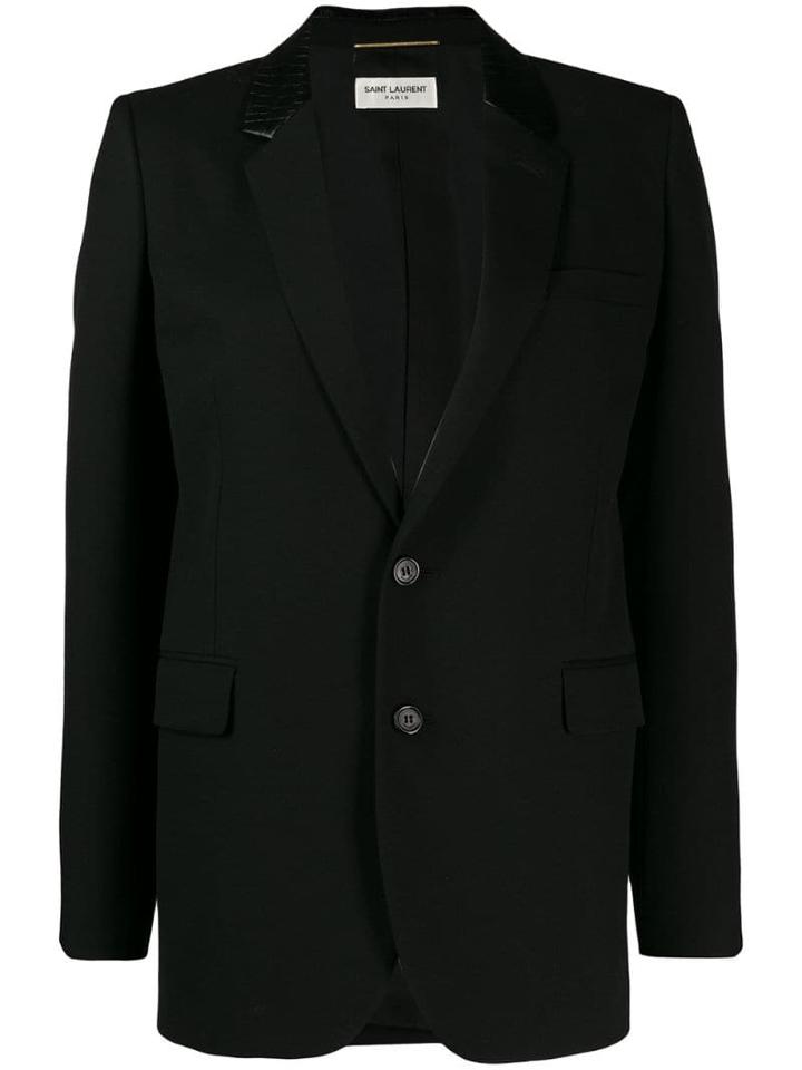 Saint Laurent Contrasting Lapel Blazer - Black