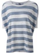 Lorena Antoniazzi - Striped Shortsleeved Sweater - Women - Polyester/viscose - 38, Blue, Polyester/viscose
