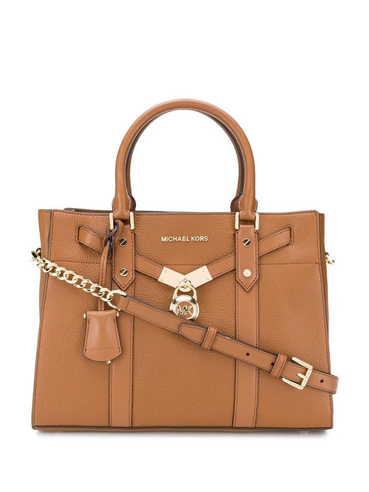 Michael Michael Kors Leather Padlock Tote - Brown