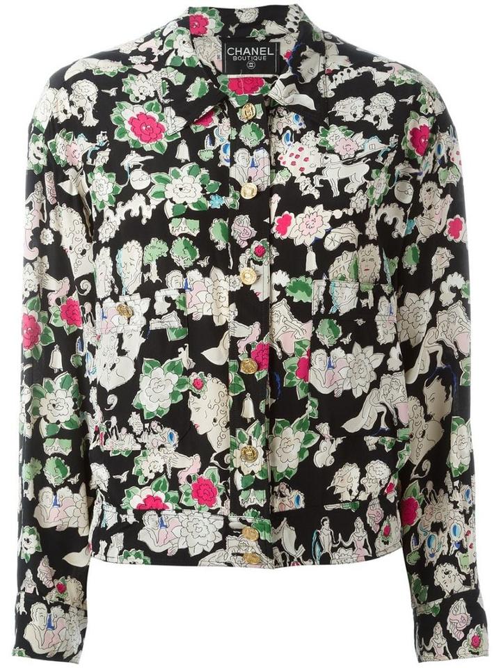 Chanel Pre-owned Floral Print Jacket - Black