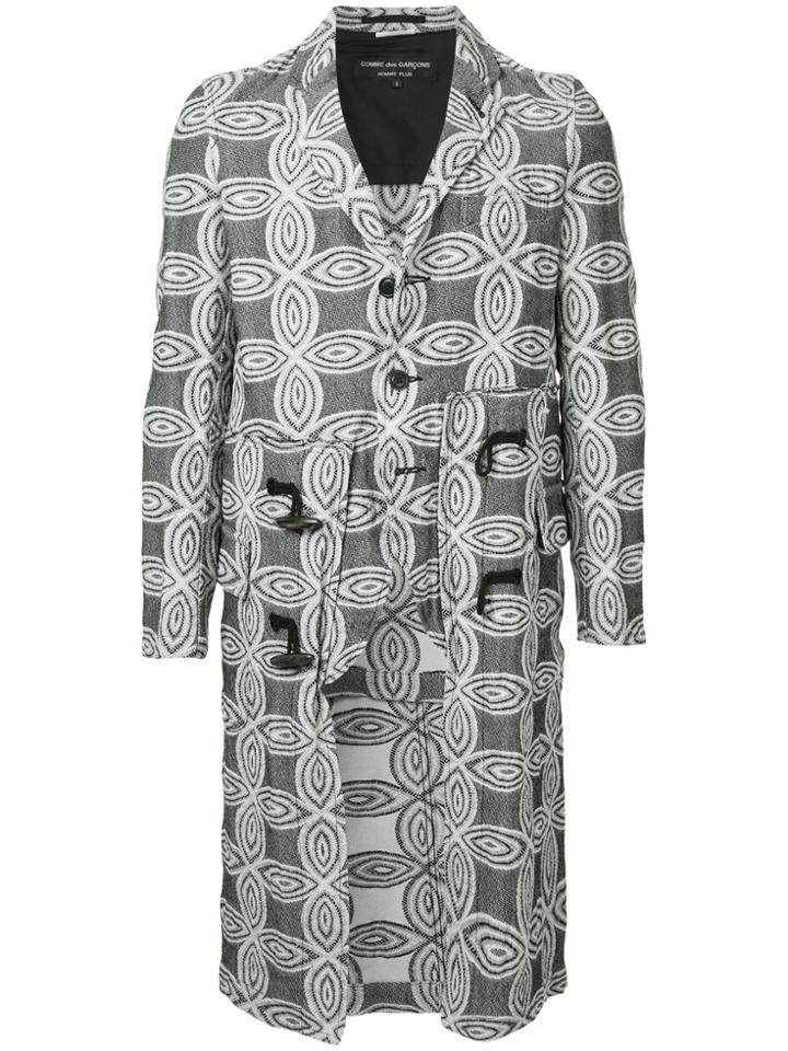 Comme Des Garçons Vintage Floral Pattern Long Coat - Black