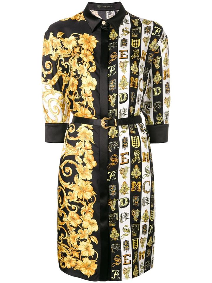 Versace Baroque Print Shirt-dress - Black